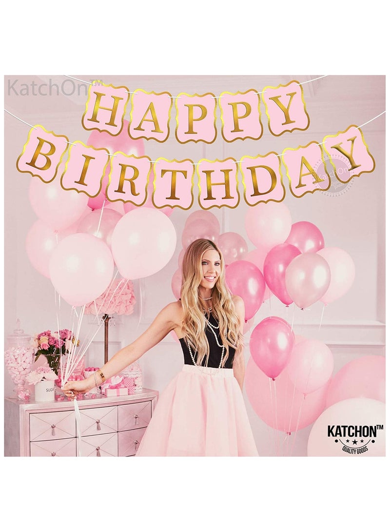 KATCHON Pink Happy Birthday Banner - 10 Feet, NO DIY | Happy Birthday Sign for Backdrop | Happy Birthday Decorations | Pink Party Decorations | Girls Birthday Decorations - Image 4